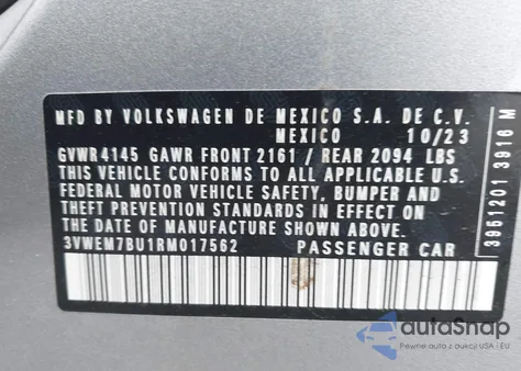 2024 Volkswagen Jetta 1.5T Se from USA, damaged, VIN 3VWEM7BU1RM017562